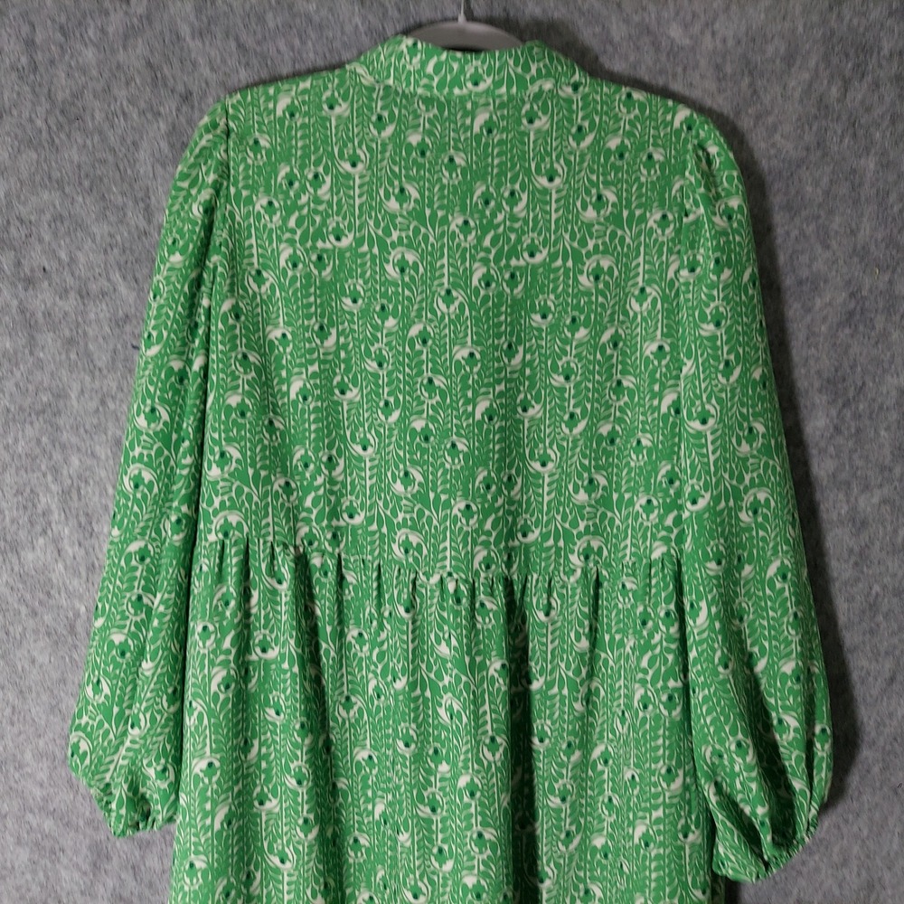 Max Studio Women Dress L Green Artsy Cottagecore Boho Tiered  Floral Maxi Button - Picture 8 of 11
